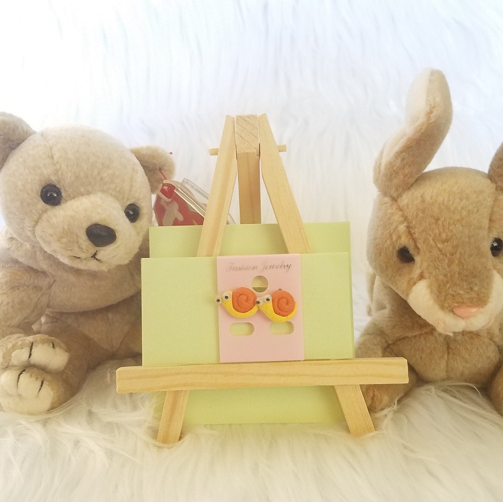 Childrens handmade and painted happy Snail earring